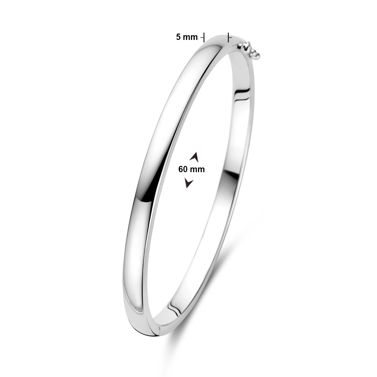 bangle scharnier 5 mm bolle buis zilver gerhodineerd
