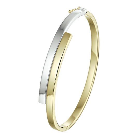 bangle scharnier 9 x 61,5 mm 14K bicolor goud geel/wit