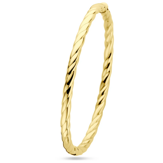 bangle scharnier buis gedraaid 4,0 x 60 mm 14K geelgoud