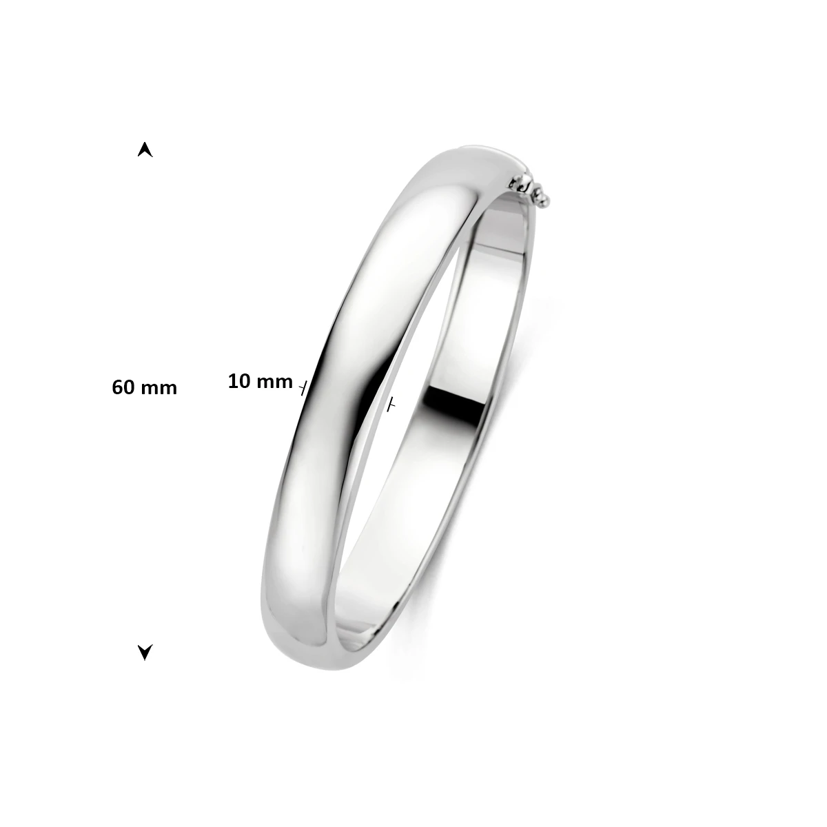 bangle scharnier massief 10 x 60 mm zilver gerhodineerd