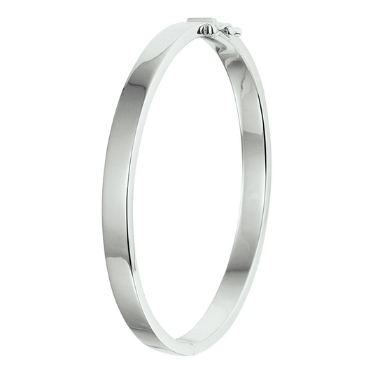 bangle scharnier massief 6 mm zilver gerhodineerd