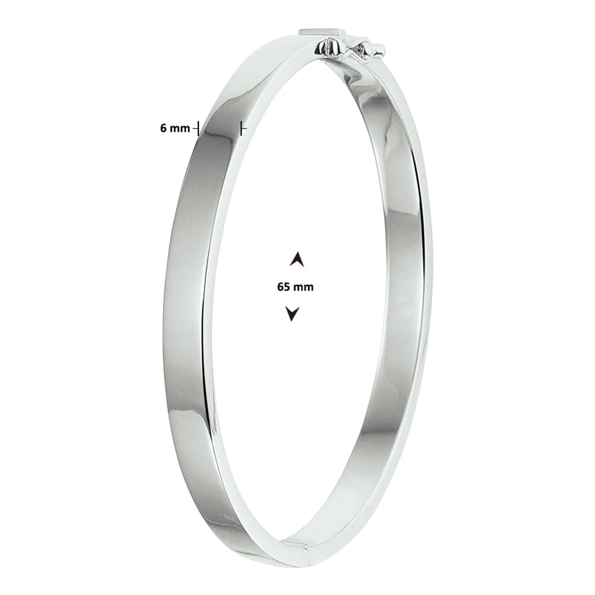 bangle scharnier massief 6 mm zilver gerhodineerd