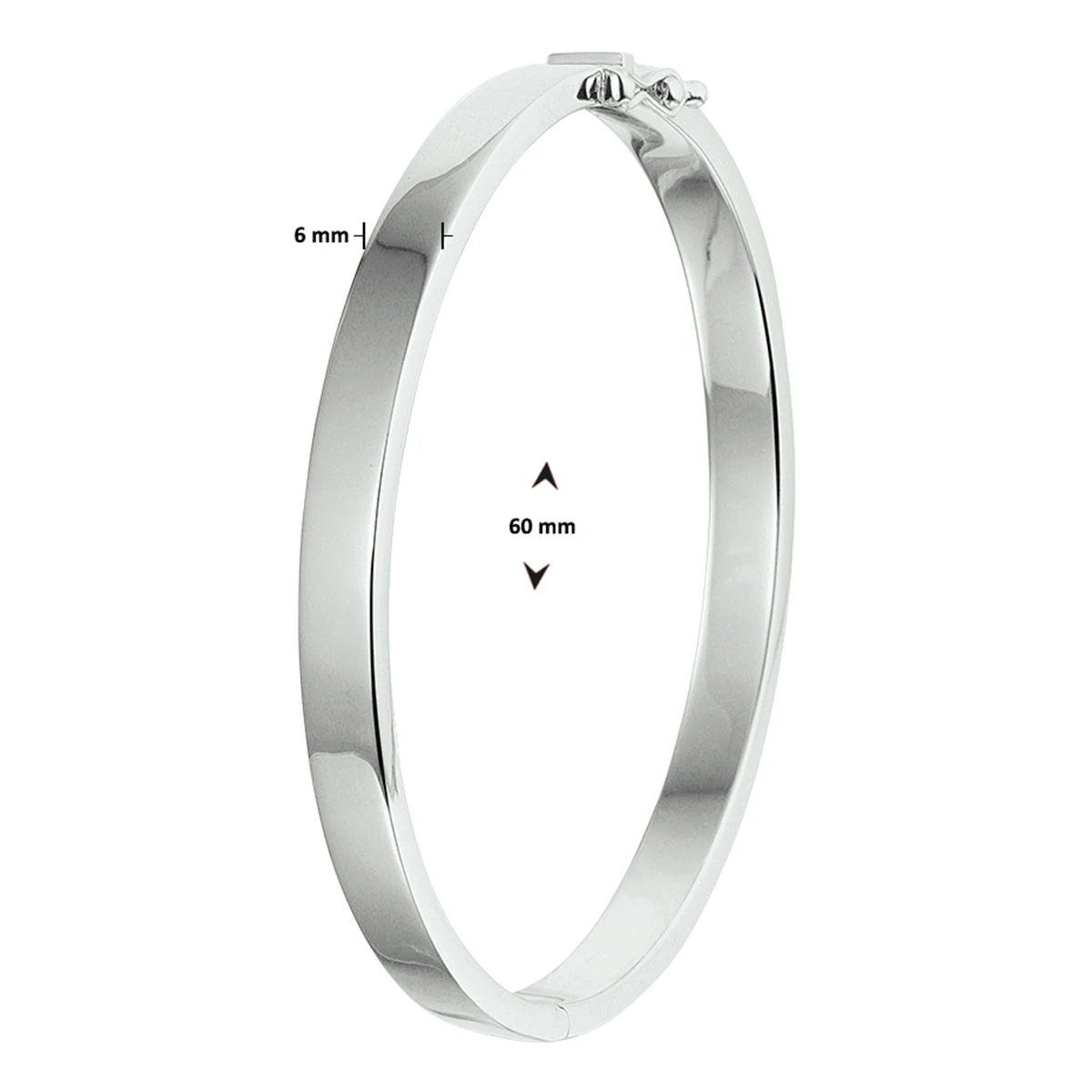 bangle scharnier massief 6 mm zilver gerhodineerd