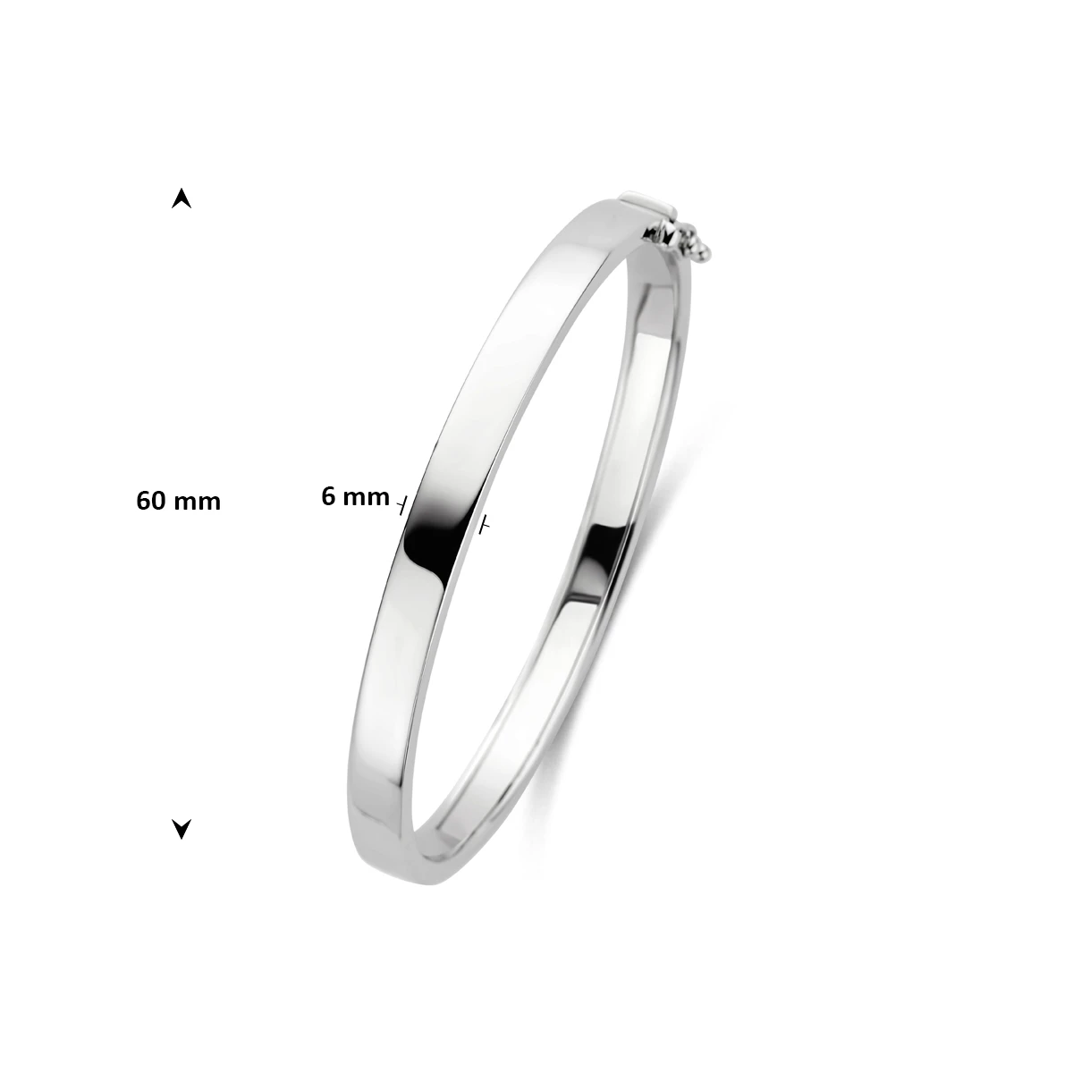 bangle scharnier massief 6 mm zilver gerhodineerd