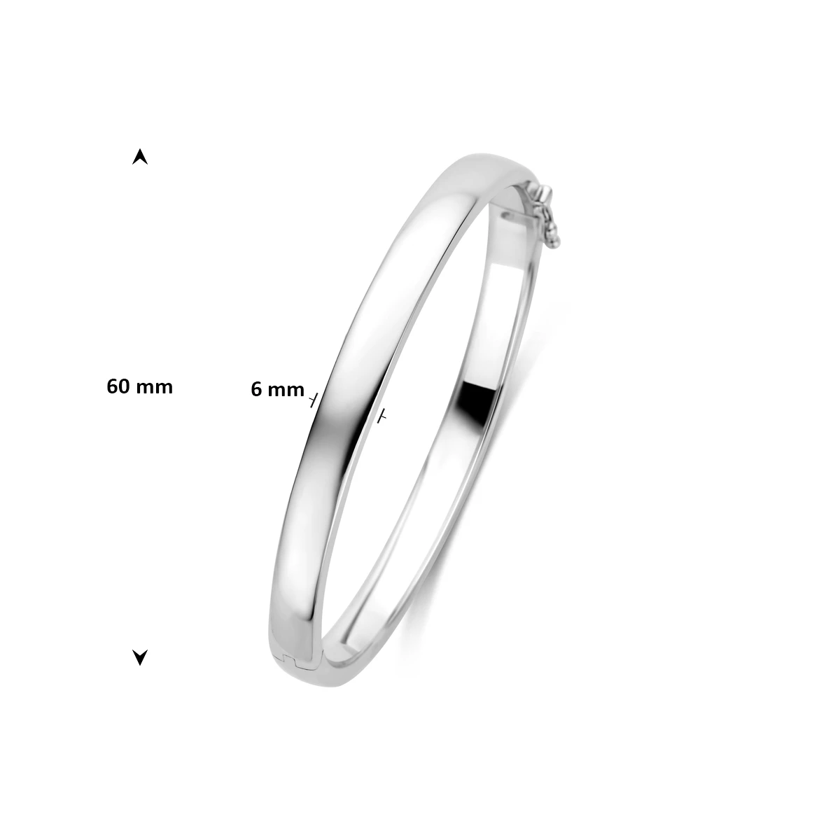 bangle scharnier massief 6 mm zilver gerhodineerd