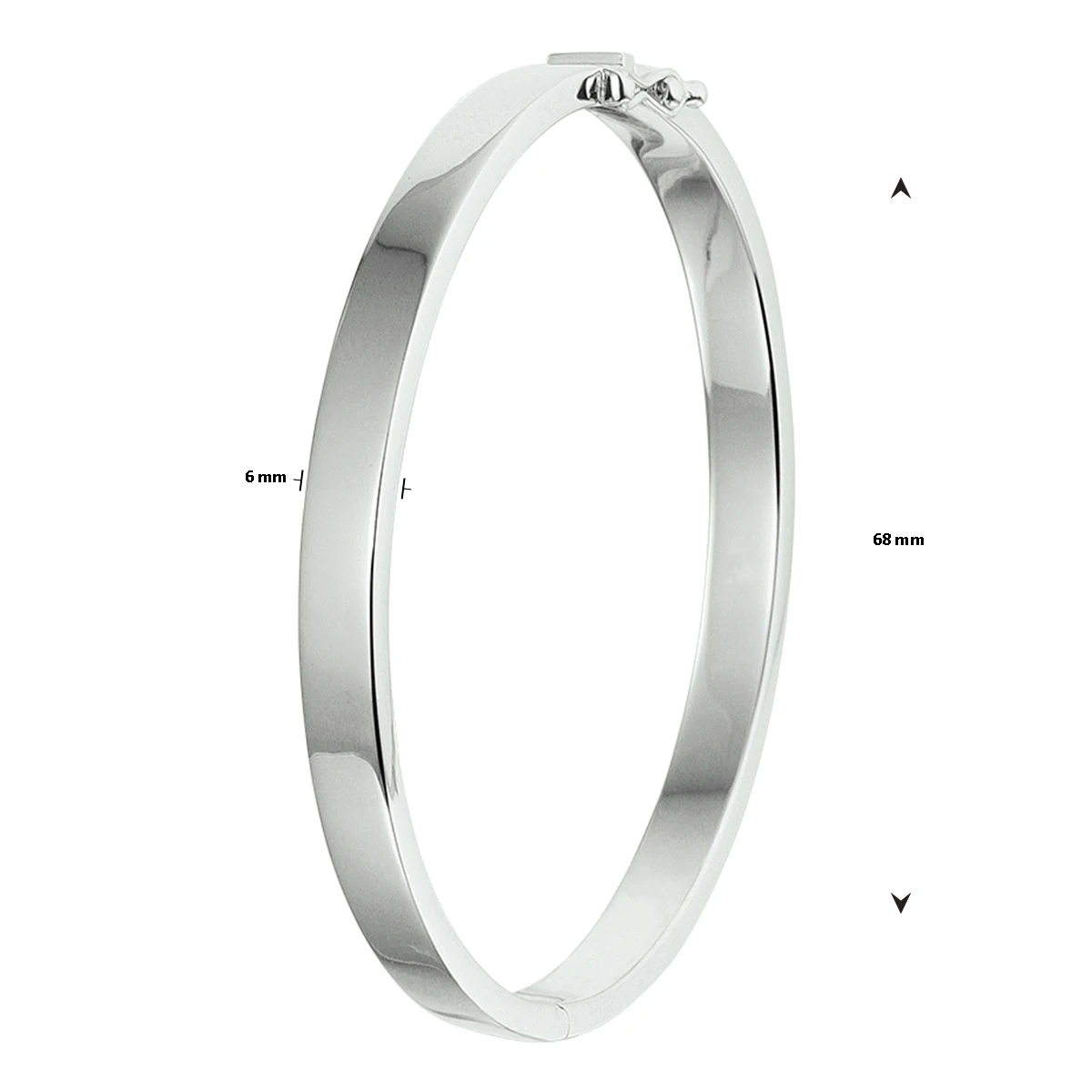 bangle scharnier massief 6 mm zilver gerhodineerd