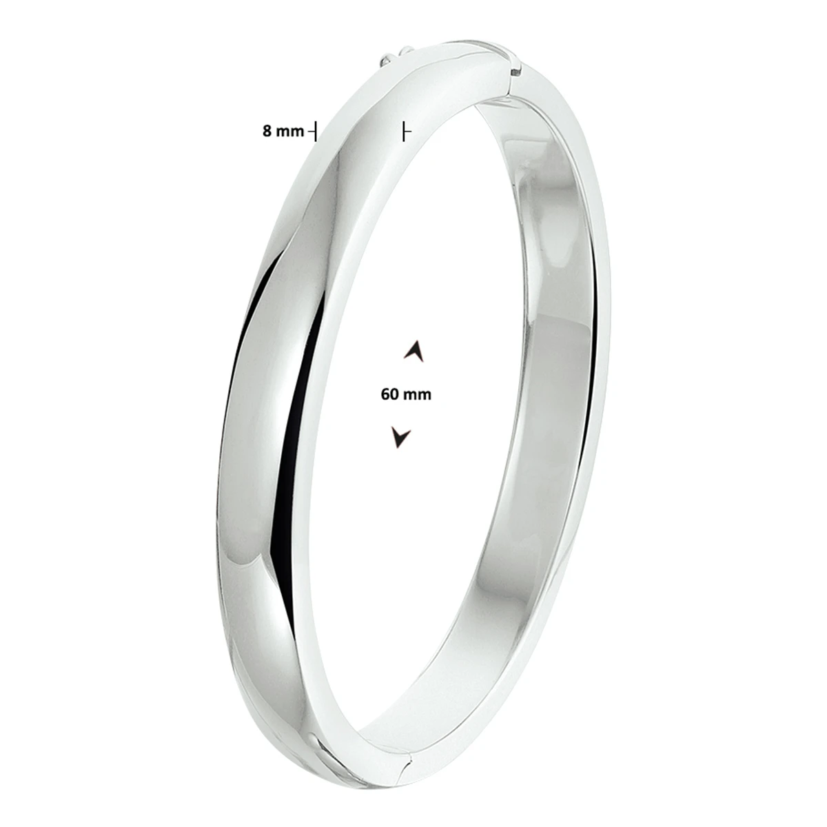 bangle scharnier massief 8 mm zilver gerhodineerd