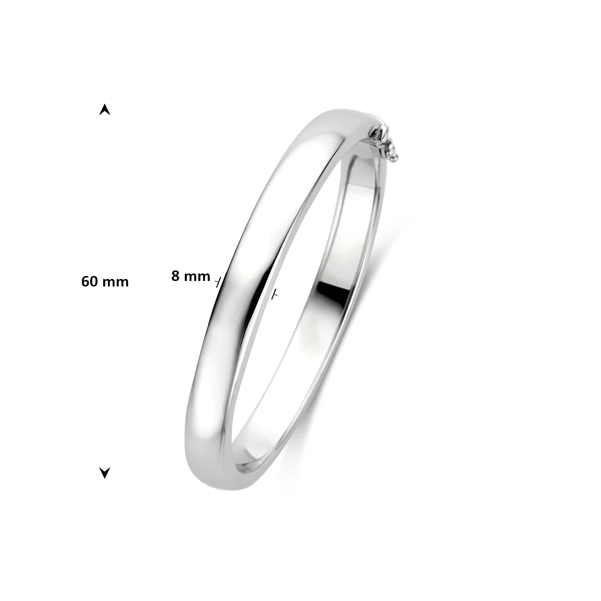 bangle scharnier massief 8 mm zilver gerhodineerd