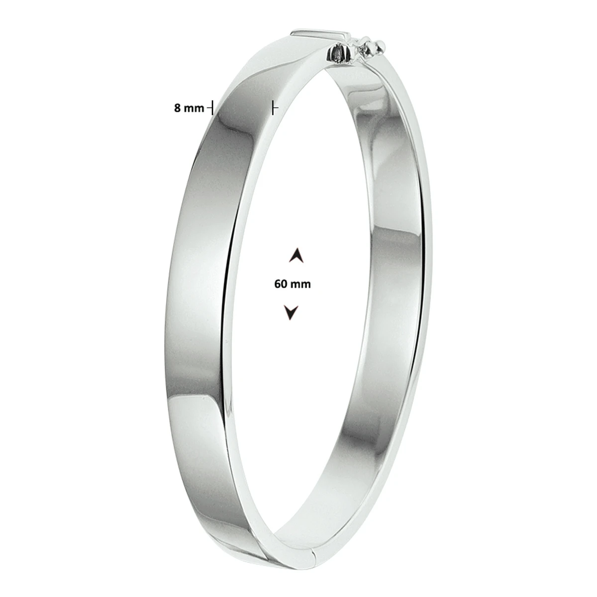 bangle scharnier massief 8 mm zilver gerhodineerd