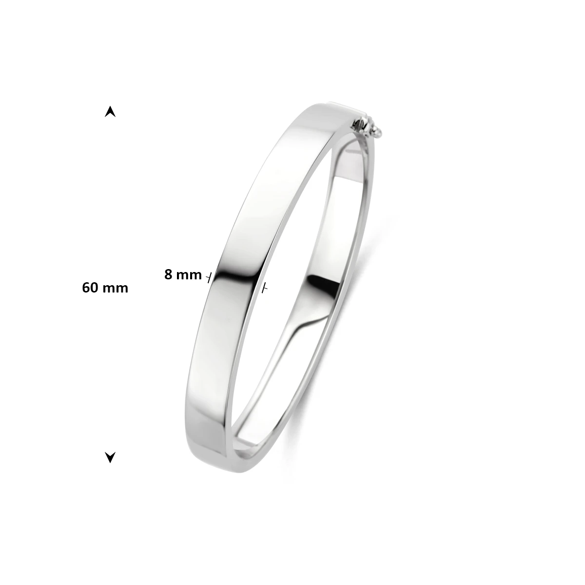 bangle scharnier massief 8 mm zilver gerhodineerd