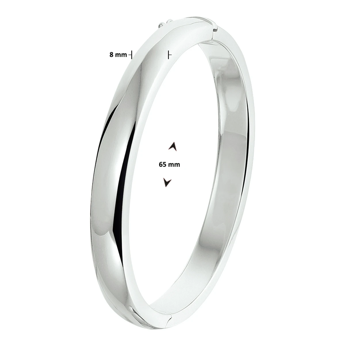 bangle scharnier massief 8 mm zilver gerhodineerd