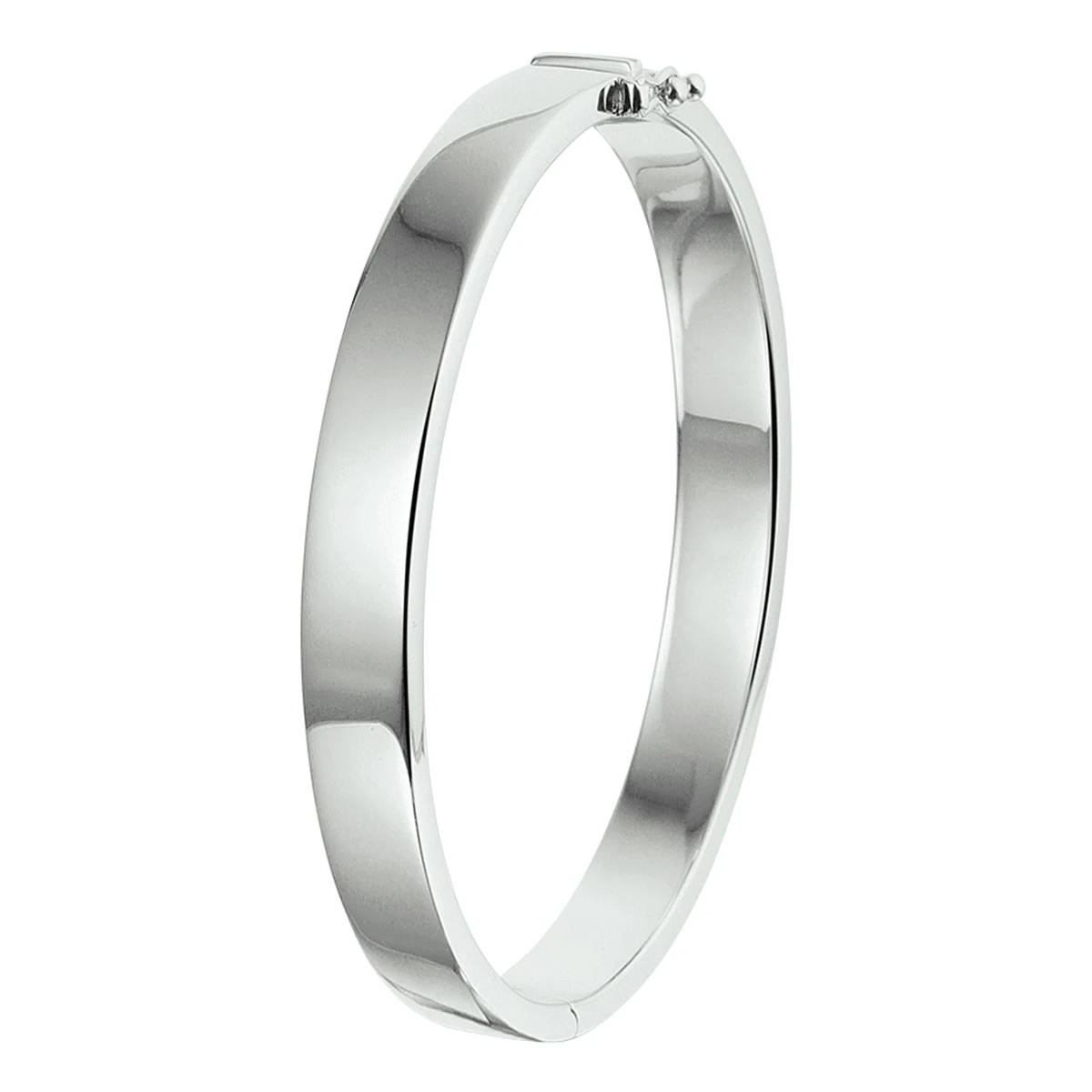 bangle scharnier massief 8 mm zilver gerhodineerd