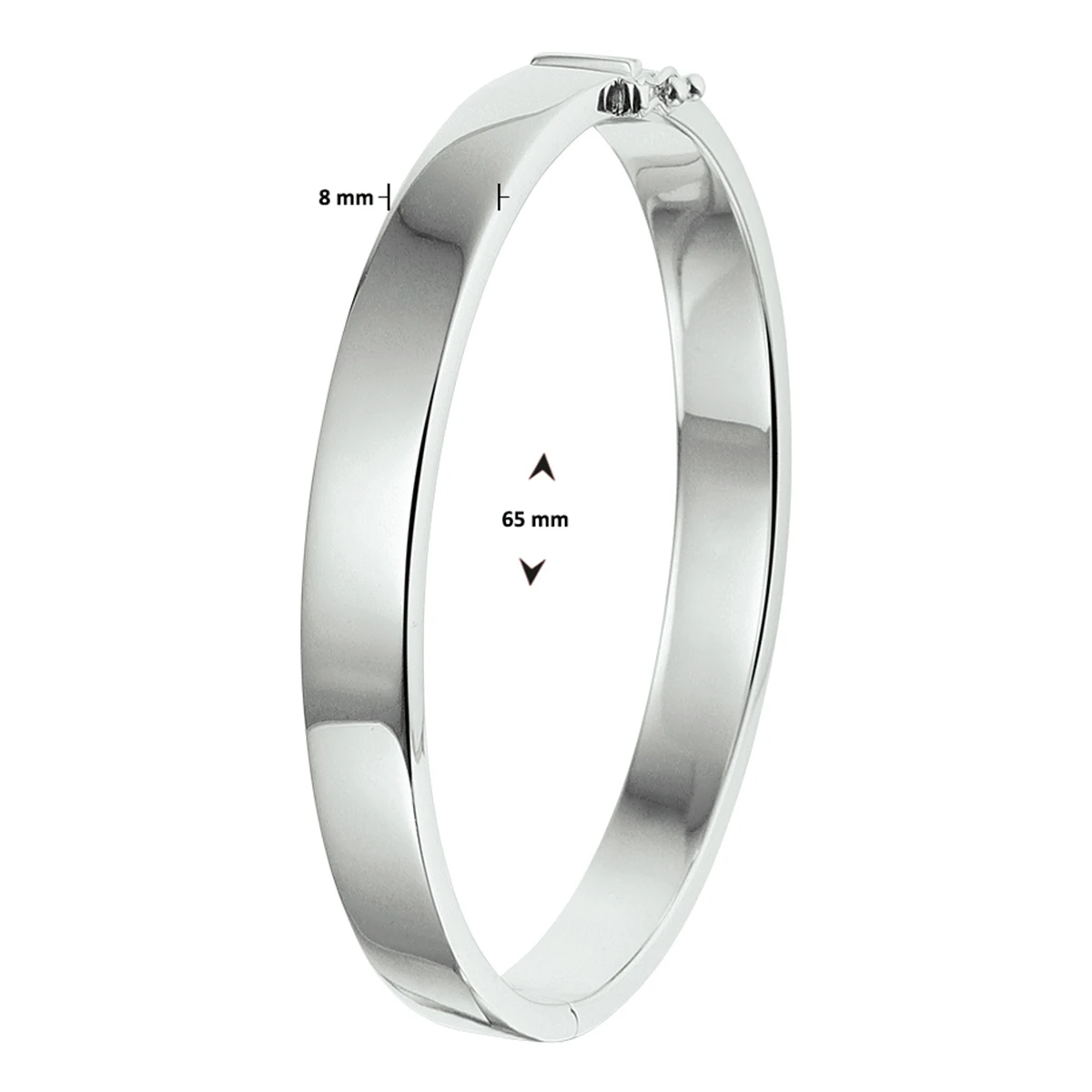 bangle scharnier massief 8 mm zilver gerhodineerd