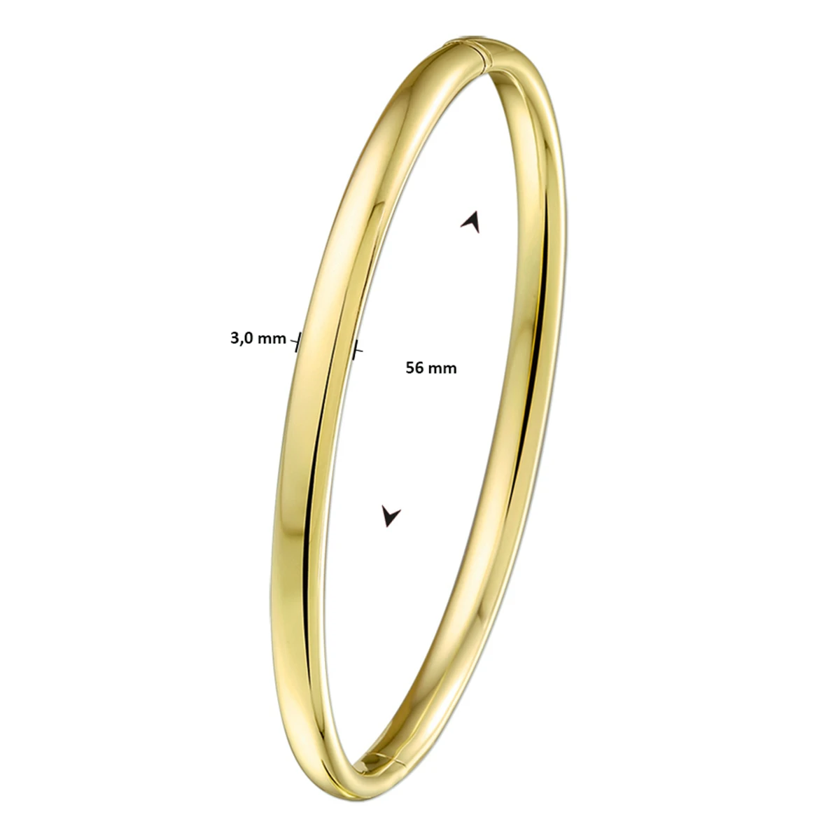 bangle scharnier ovale buis massief 3 x 56 mm silgold (geel met zilverkern)