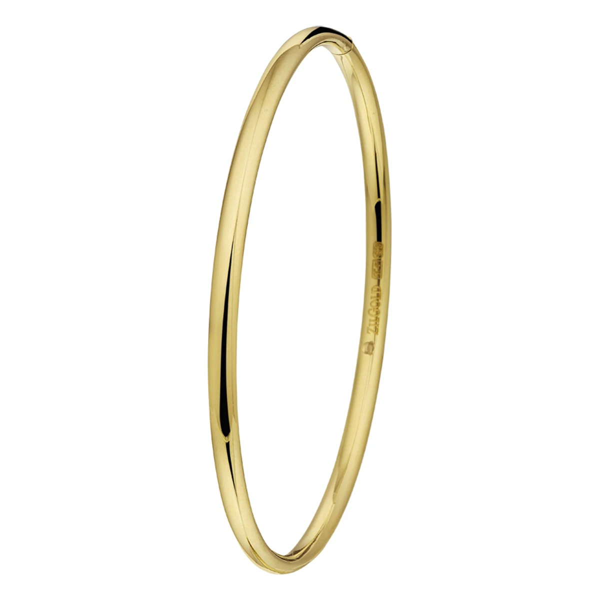 bangle scharnier ovale buis massief 3 x 61 mm silgold (geel met zilverkern)