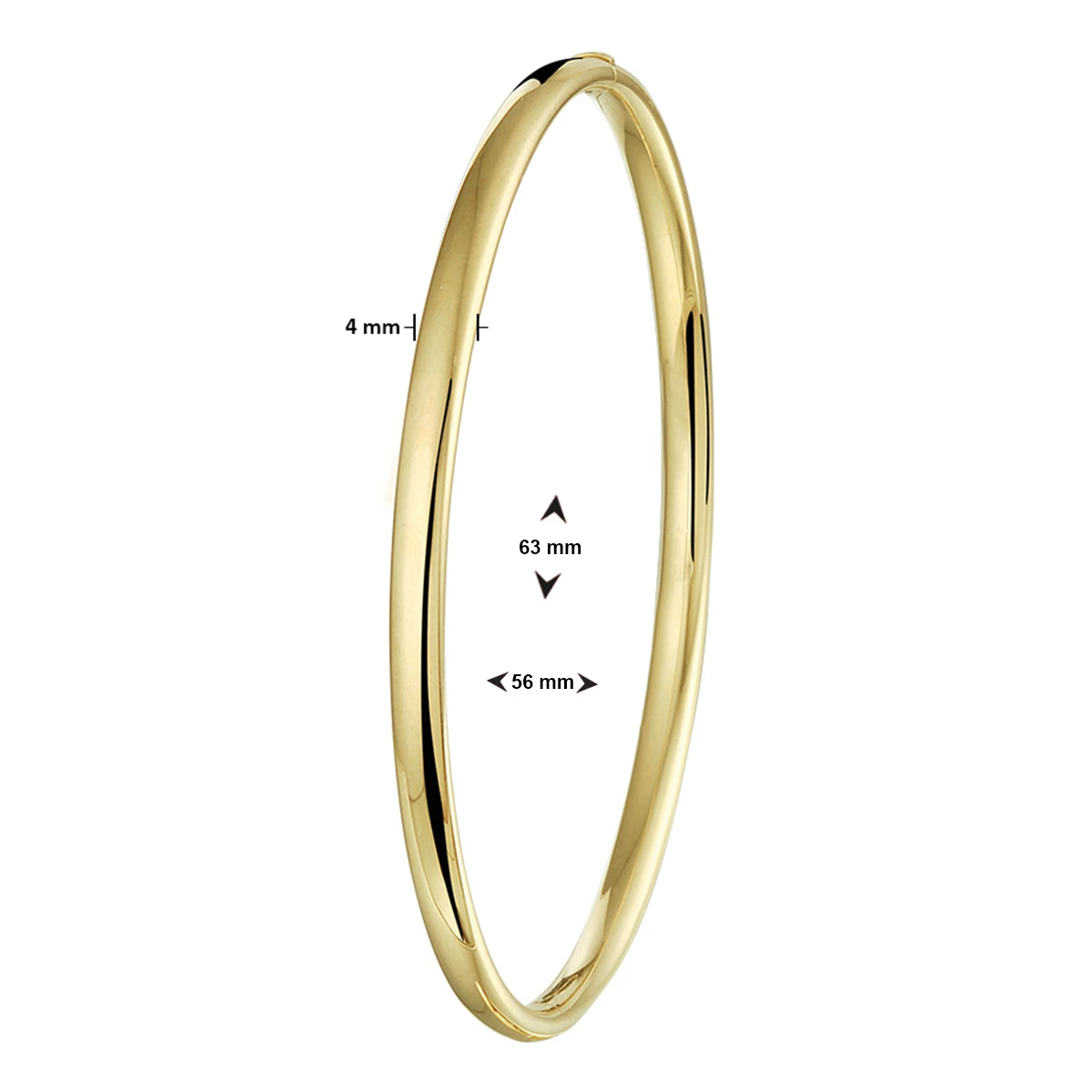 bangle scharnier massief ovale buis 4,0 mm Silgold (geel met zilverkern)