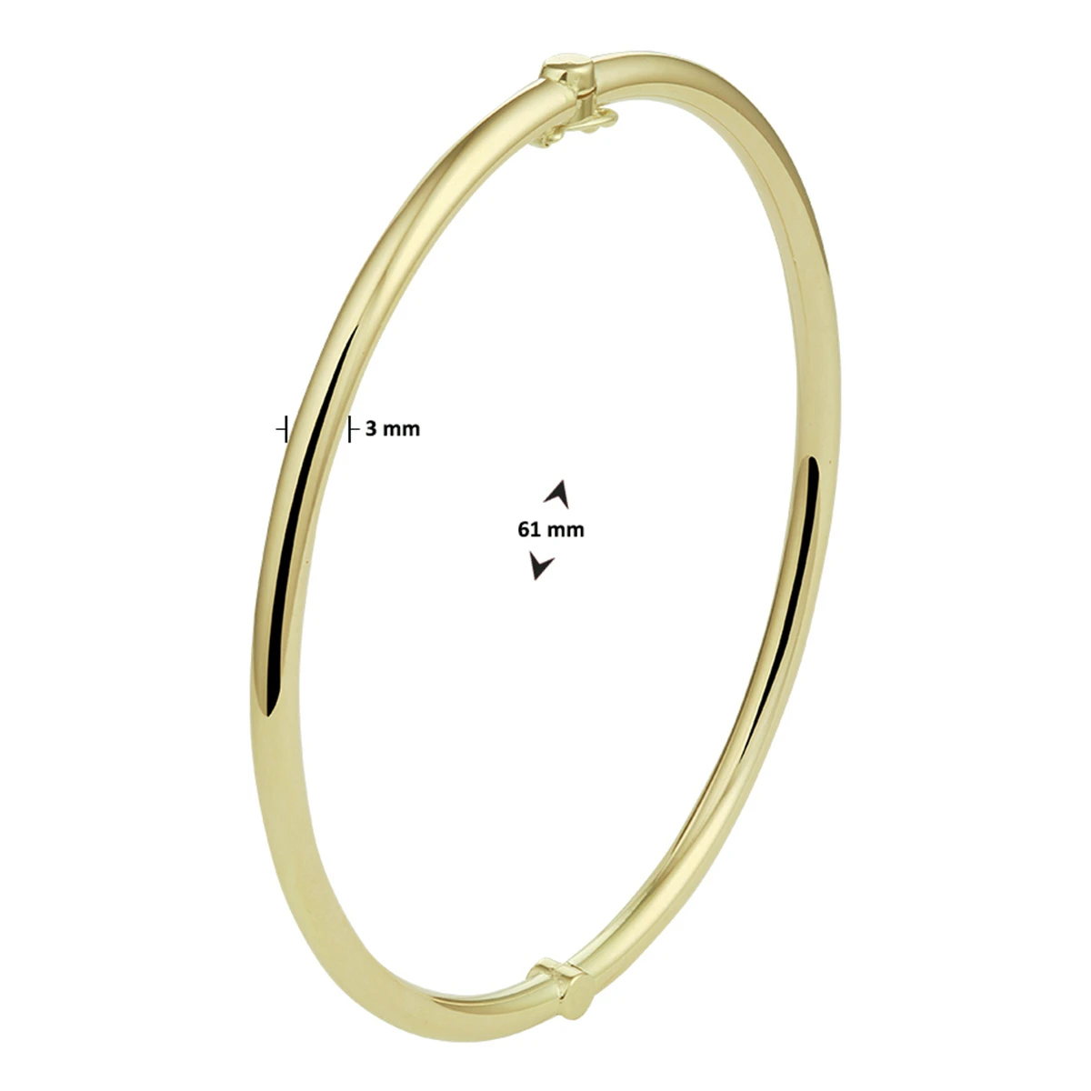 bangle scharnier massief ronde buis 3 mm Silgold (geel met zilverkern)