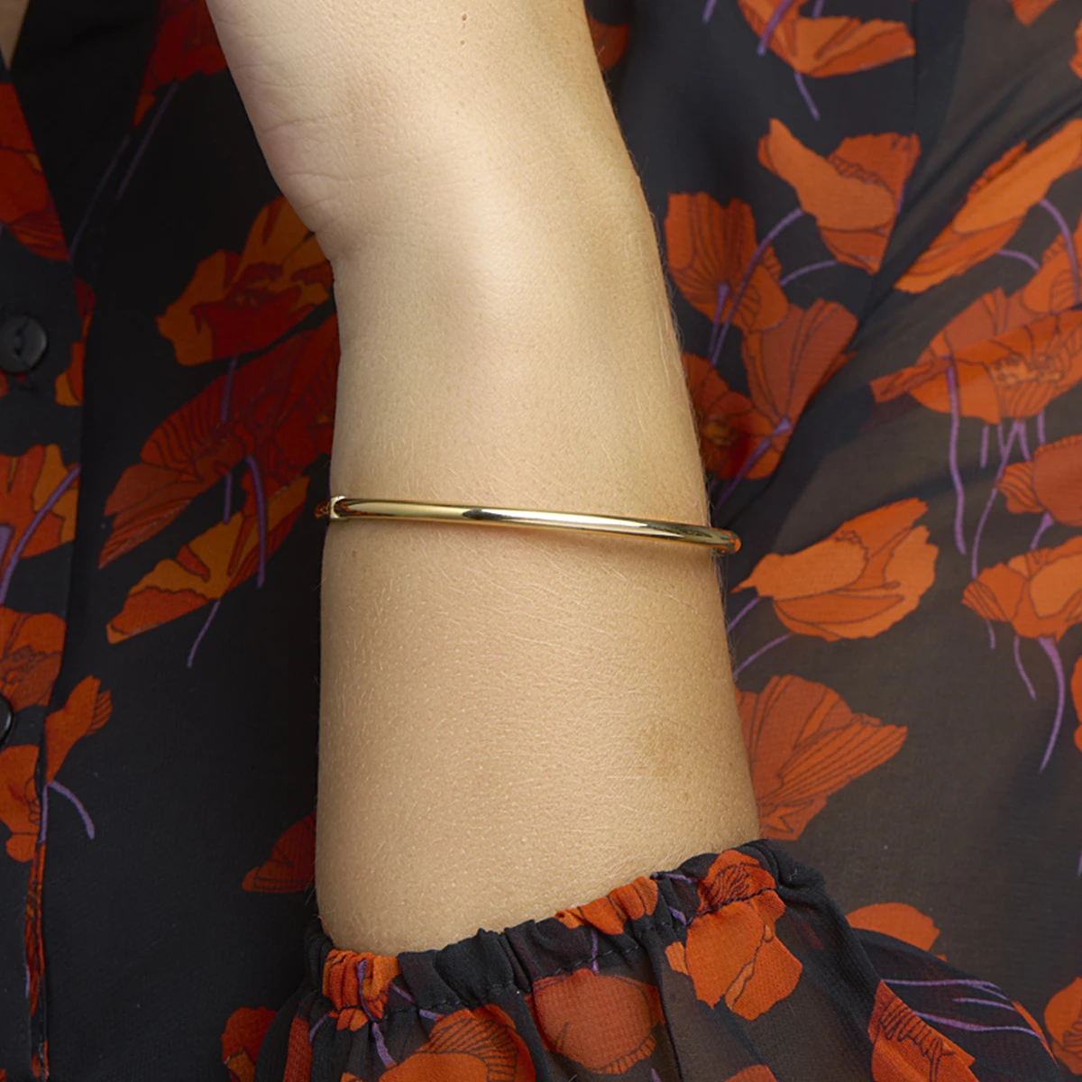 bangle scharnier massief ronde buis 3 mm Silgold (geel met zilverkern)