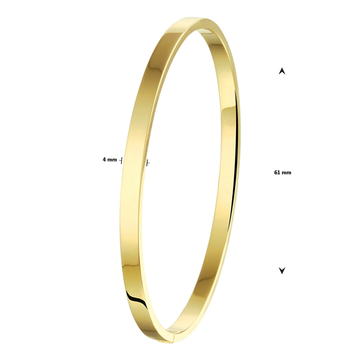 bangle scharnier vlakke buis massief 4 x 61 mm silgold (geel met zilverkern)