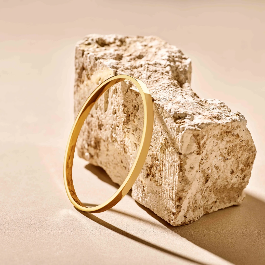 bangle scharnier massief vlakke buis 6,0 mm silgold (geel met zilverkern)