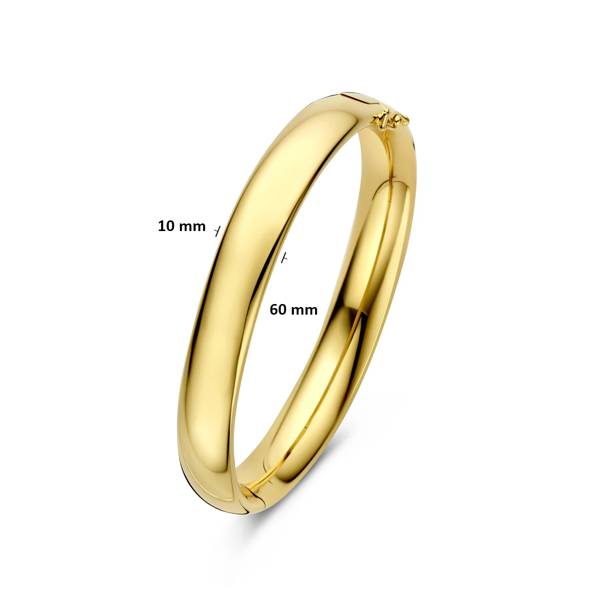 bangle scharnier ovale buis 10 x 60 mm 14K geelgoud