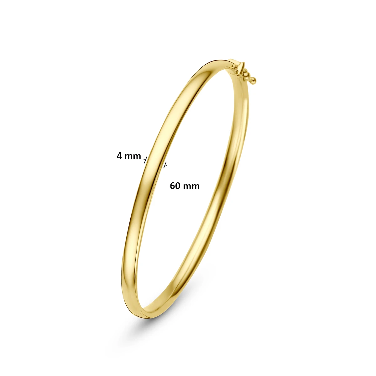 bangle scharnier ovale buis 4 x 60 mm 14K geelgoud