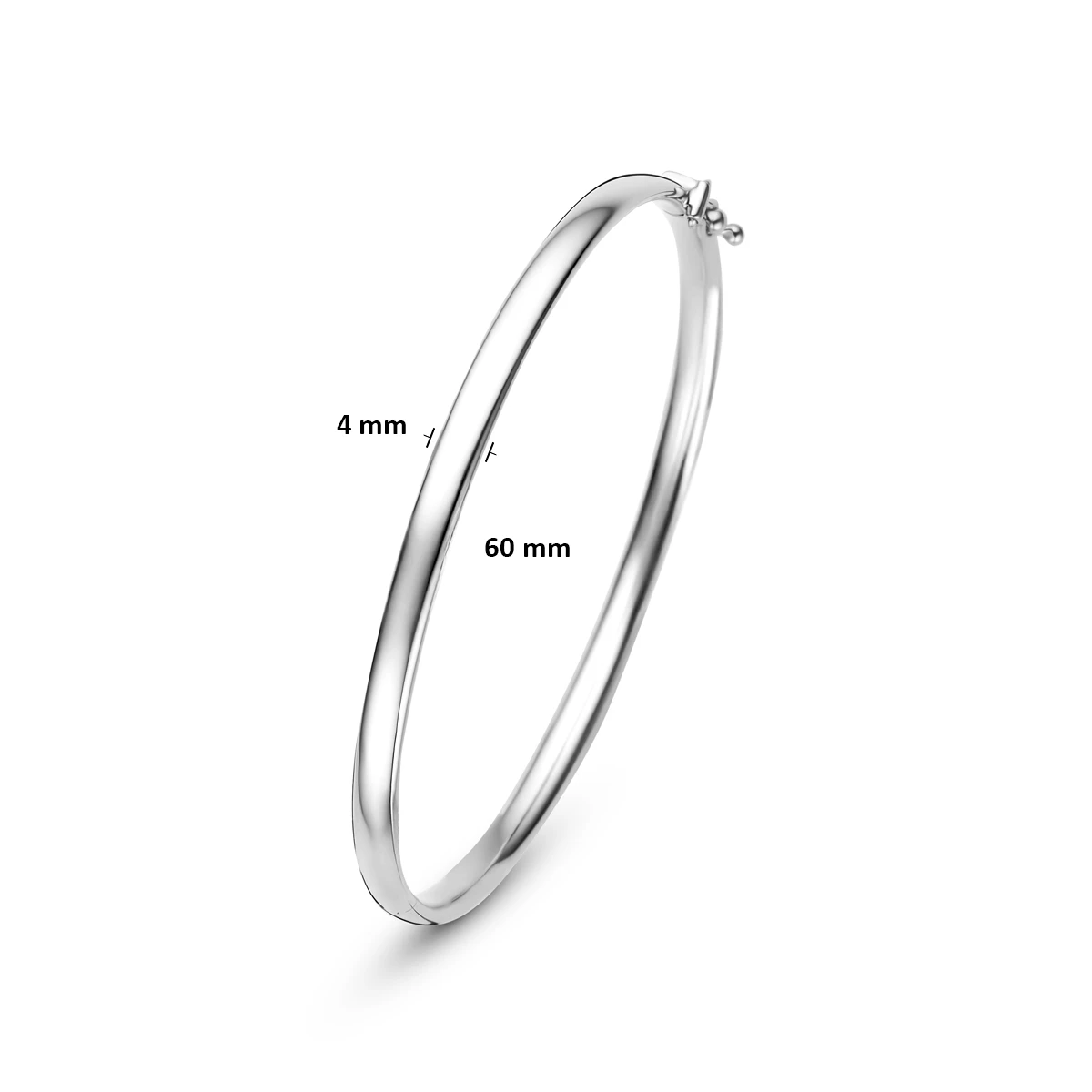 bangle scharnier ovale buis 4 x 60 mm 14K witgoud