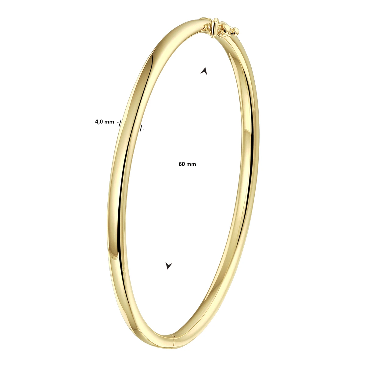 bangle scharnier ovale buis 4,0 mm 14K geelgoud