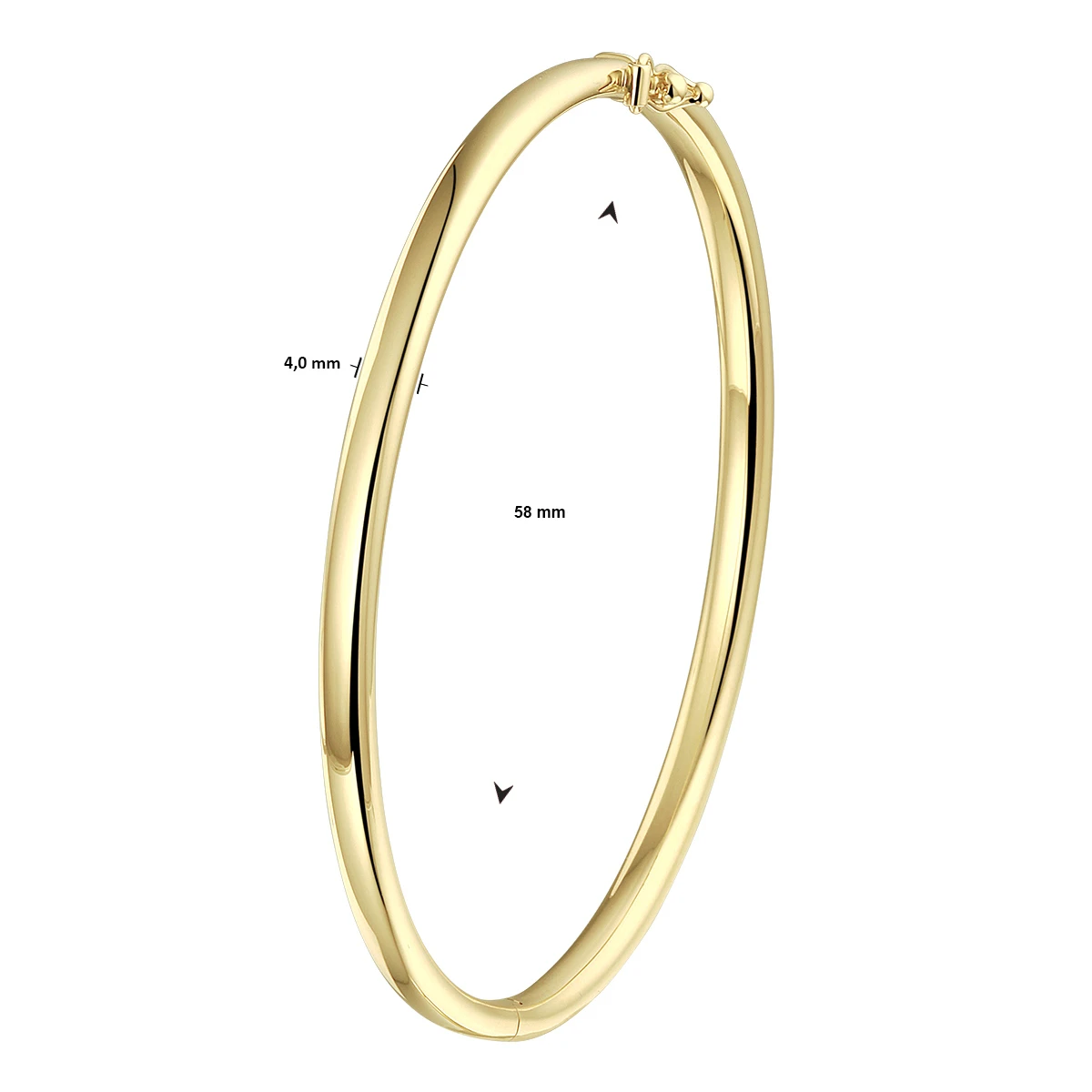 bangle scharnier ovale buis 4,0 mm 14K geelgoud