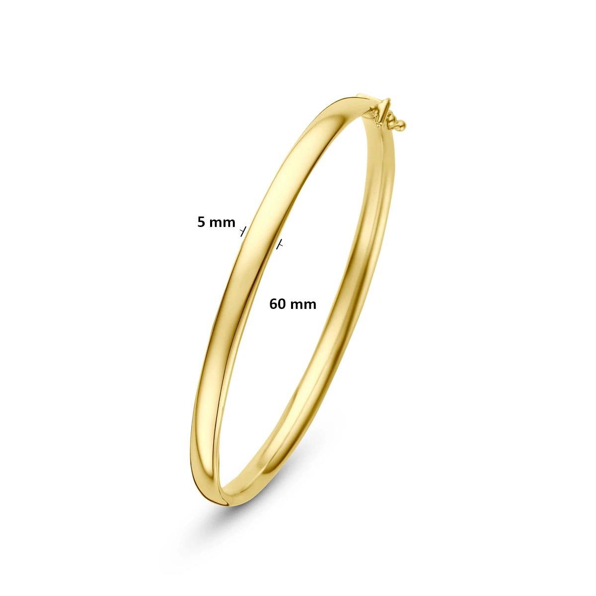 bangle scharnier ovale buis 5 x 60 mm 14K geelgoud