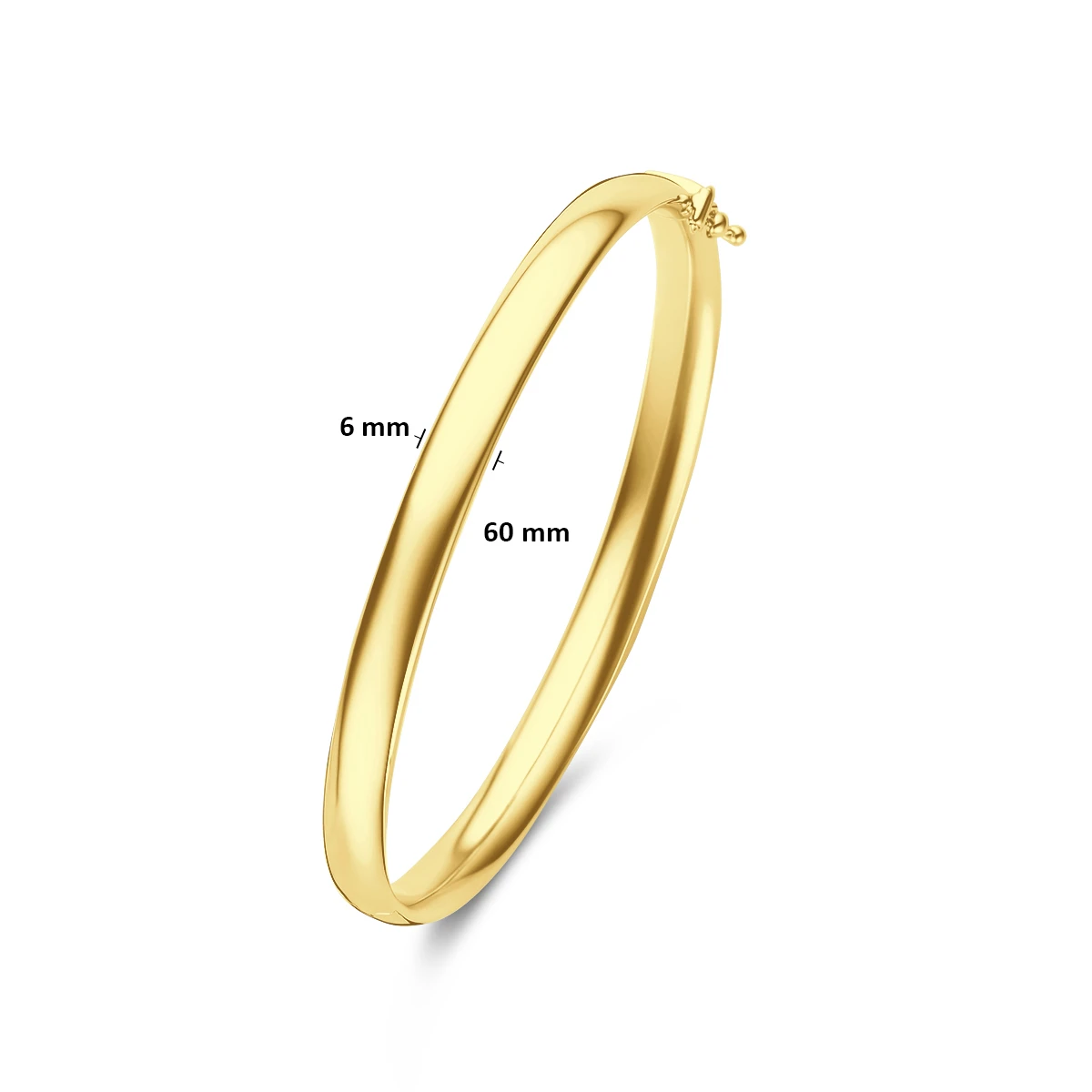 bangle scharnier ovale buis 6 x 60 mm 14K geelgoud