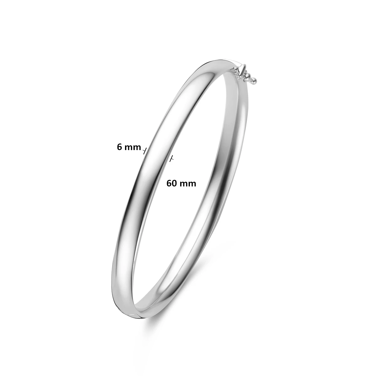 bangle scharnier ovale buis 6 x 60 mm 14K witgoud