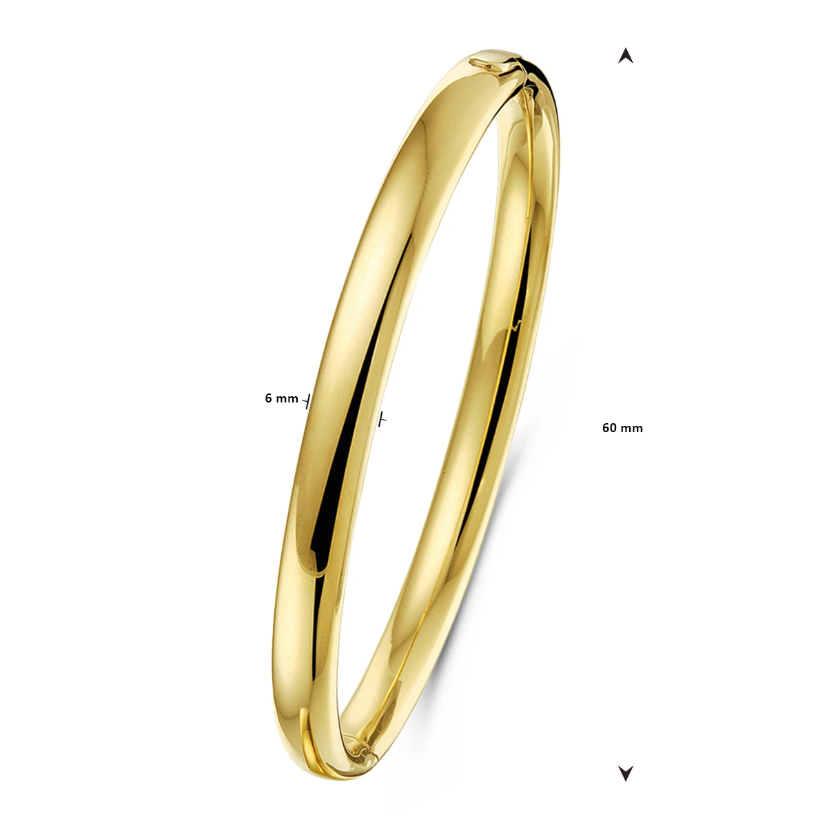 bangle scharnier ovale buis 6 x 60 mm 18K geelgoud
