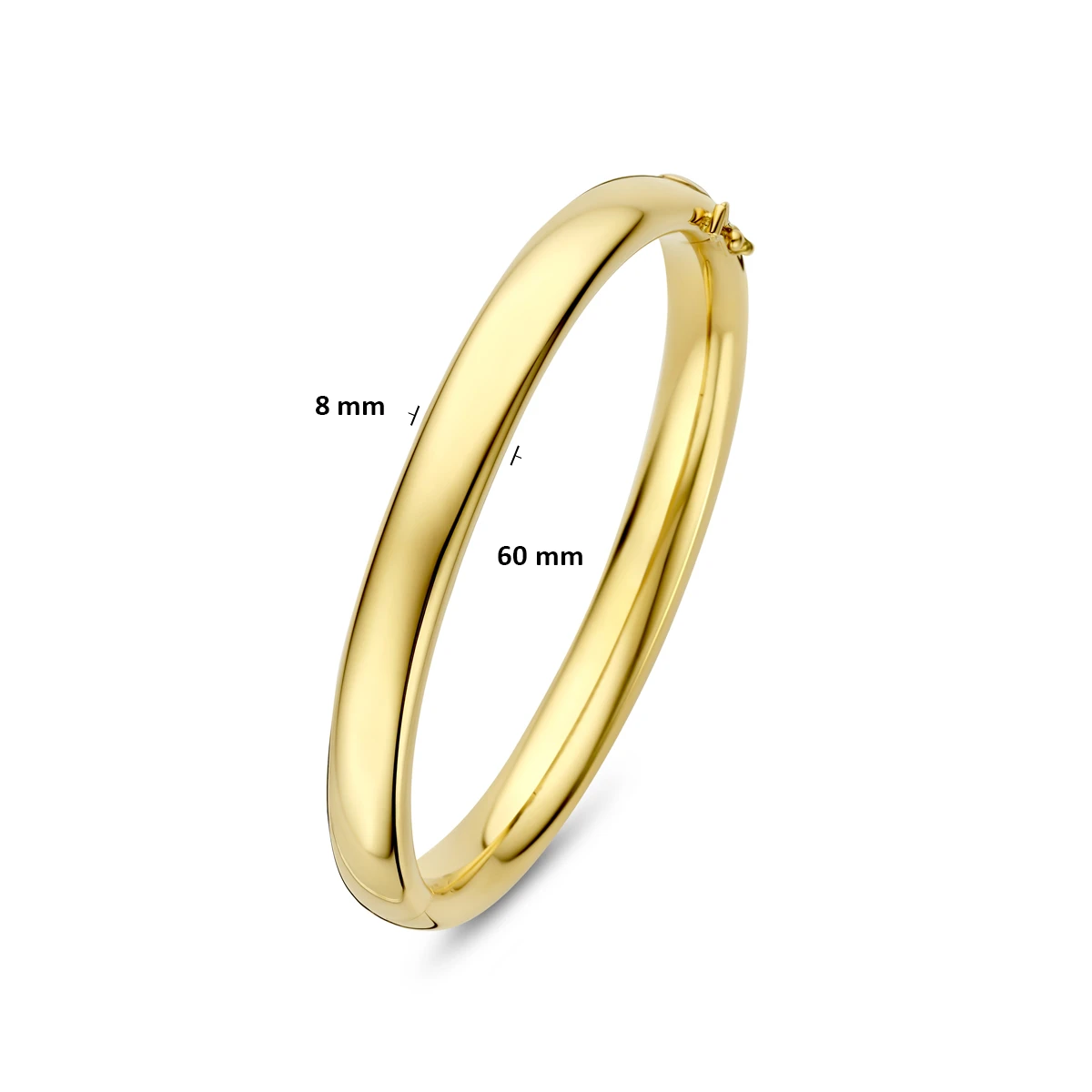 bangle scharnier ovale buis 8 x 60 mm 14K geelgoud