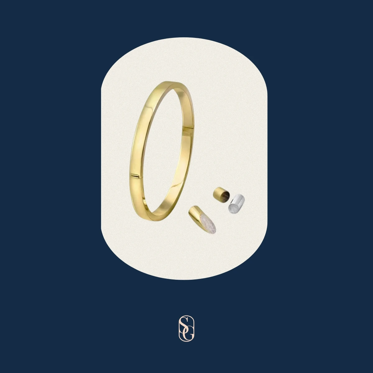 bangle scharnier ovale buis massief 3 x 56 mm silgold (geel met zilverkern)