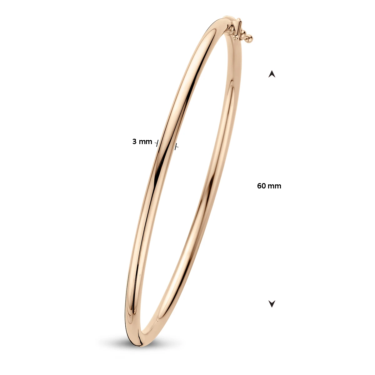 bangle scharnier ronde buis 3 x 60 mm 14K roségoud