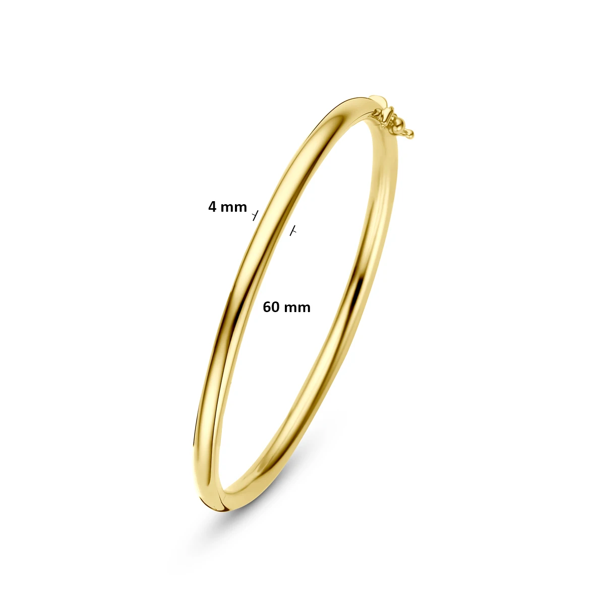 bangle scharnier ronde buis 4 x 60 mm 14K geelgoud