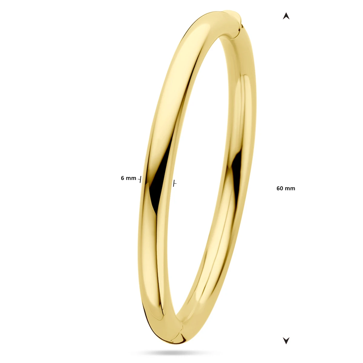 bangle scharnier ronde buis 6 x 60 mm 14K geelgoud