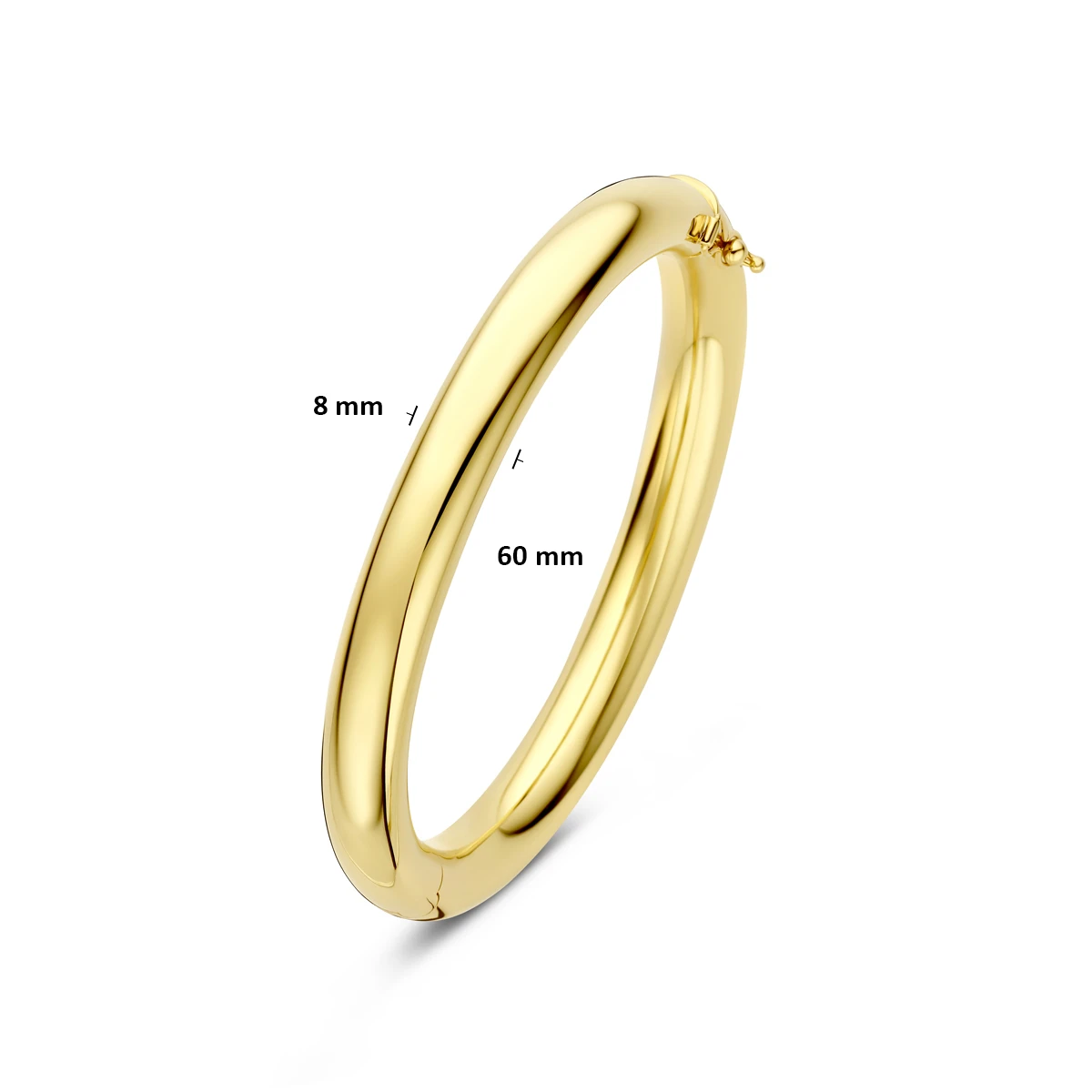 bangle scharnier ronde buis 8 x 60 mm 14K geelgoud
