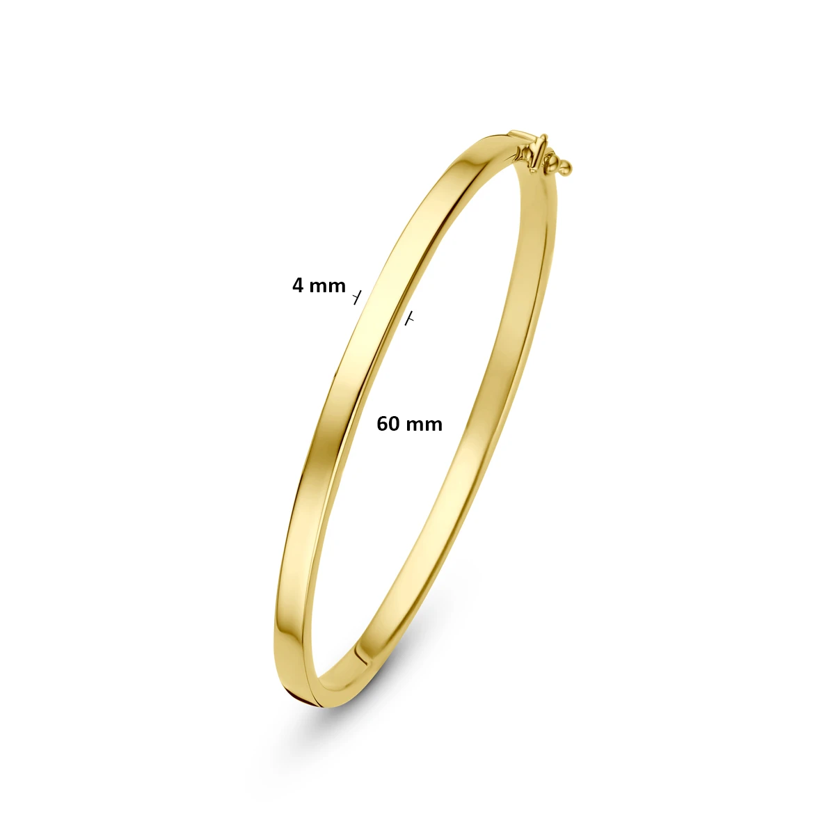 bangle scharnier vlakke buis 4 x 60 mm 14K geelgoud
