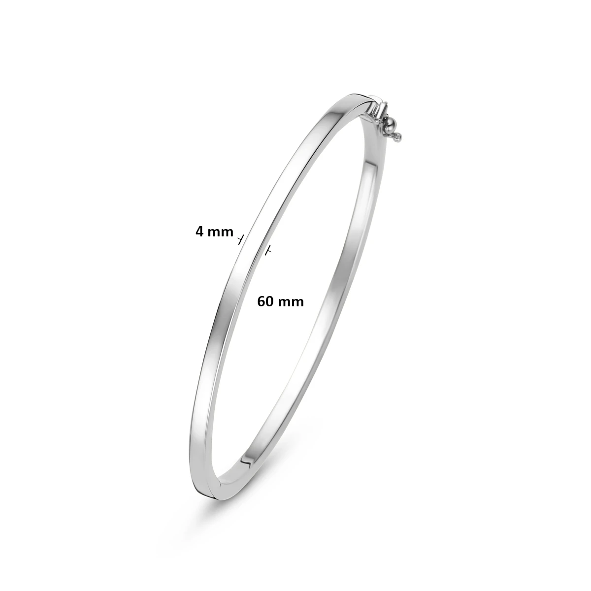 bangle scharnier vlakke buis 4 x 60 mm 14K witgoud