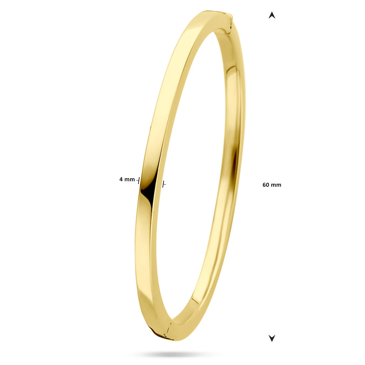 bangle scharnier vlakke buis 4 x 60 mm 14K geelgoud