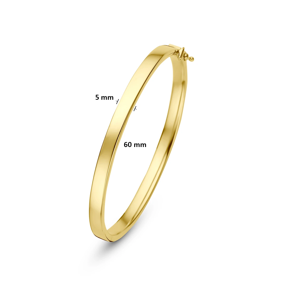 bangle scharnier vlakke buis 5 x 60 mm 14K geelgoud