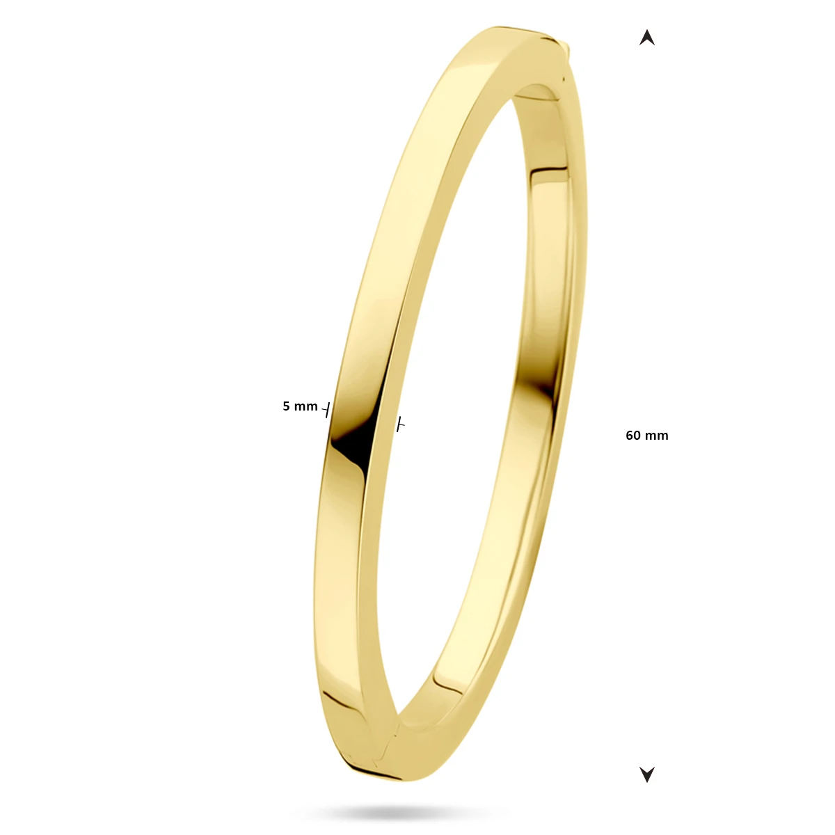 bangle scharnier vlakke buis 5 x 60 mm 14K geelgoud