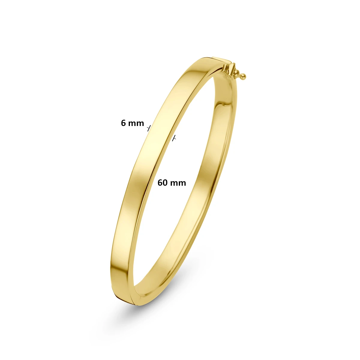 bangle scharnier vlakke buis 6 x 60 mm 14K geelgoud