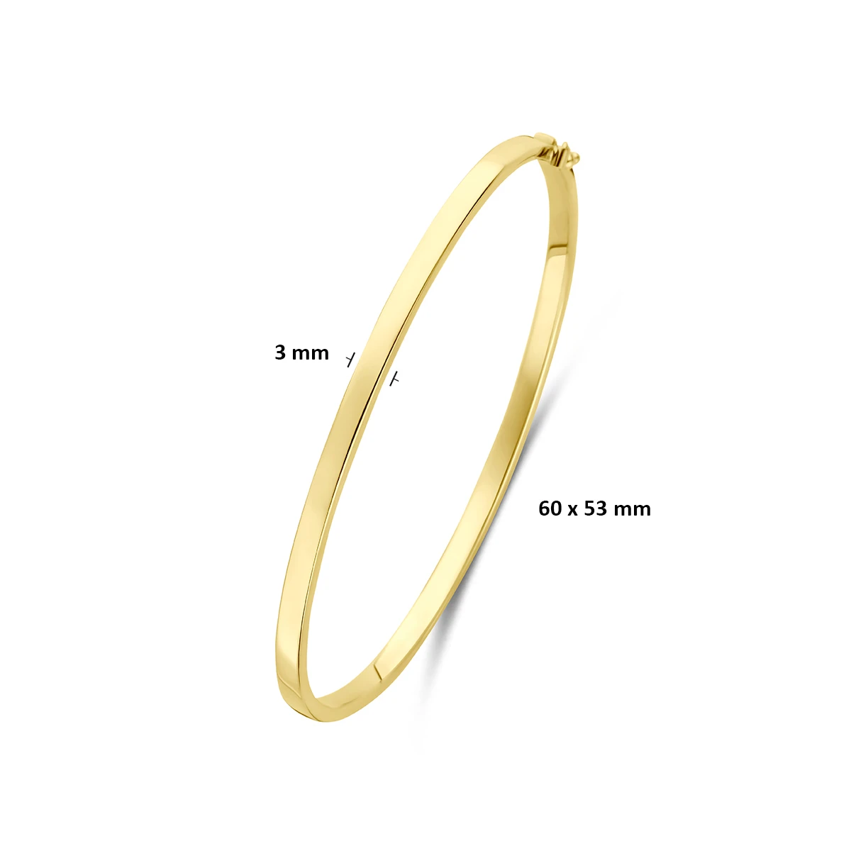 bangle scharnier vlakke buis massief 3 x 60 mm silgold (geel met zilverkern)