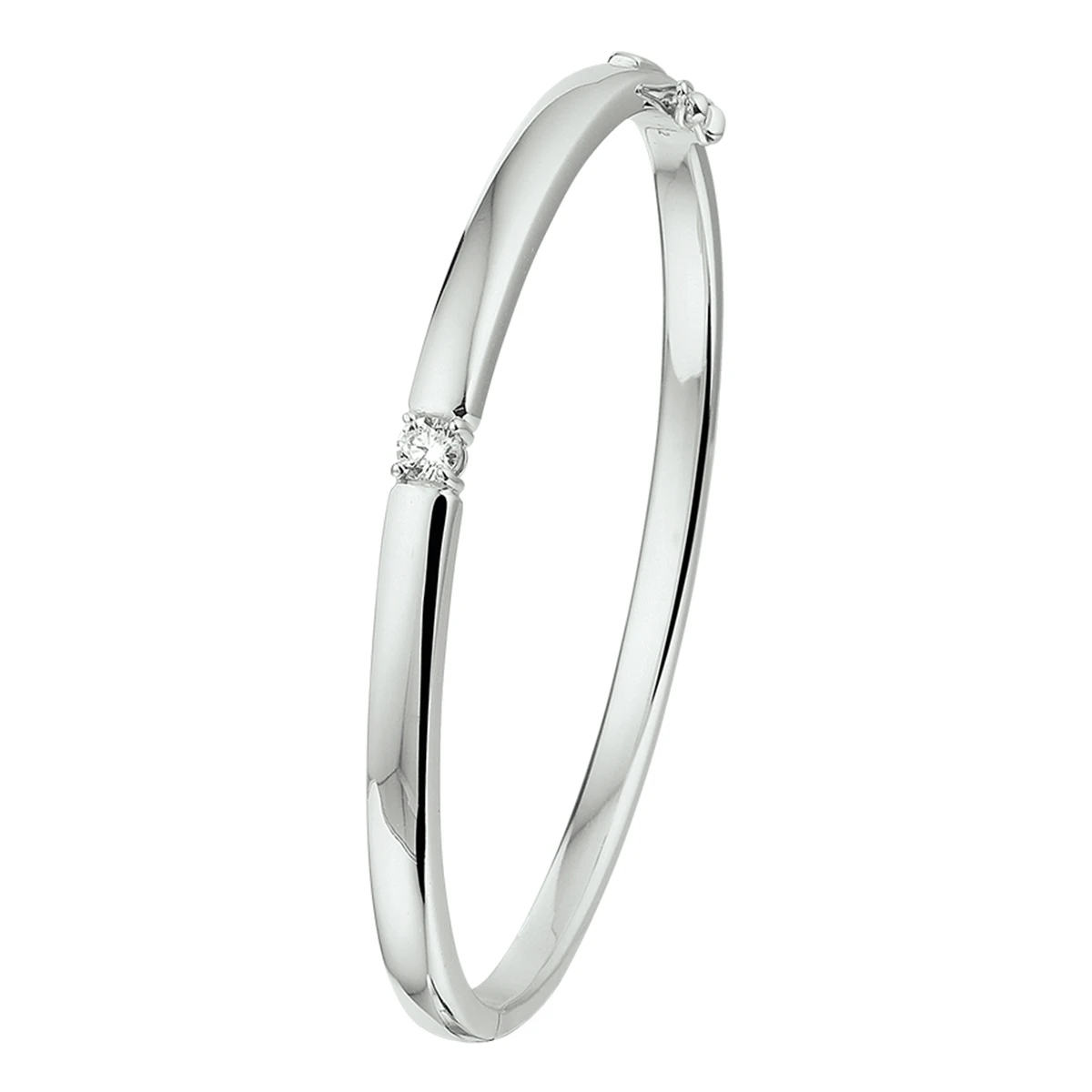 bangle scharnier zirkonia 4,5 x 60 mm zilver gerhodineerd