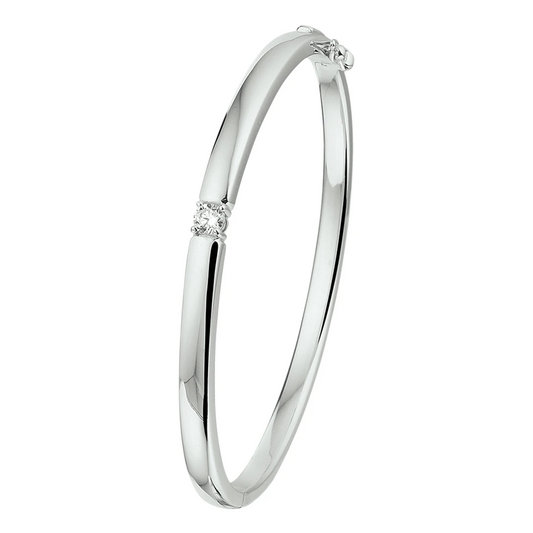 bangle scharnier zirkonia 4,5 x 60 mm zilver gerhodineerd