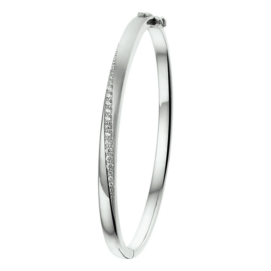 bangle scharnier zirkonia 4,5 x 60 mm zilver gerhodineerd
