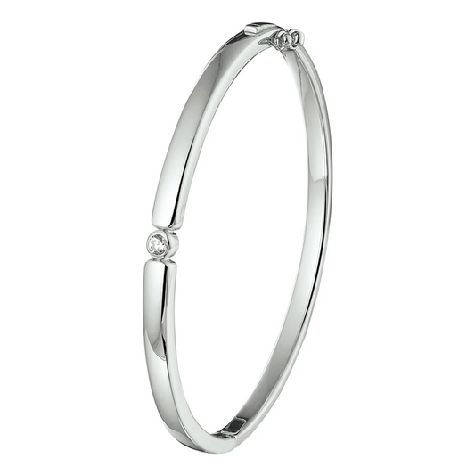 bangle scharnier zirkonia 4,5 x 60 mm zilver gerhodineerd